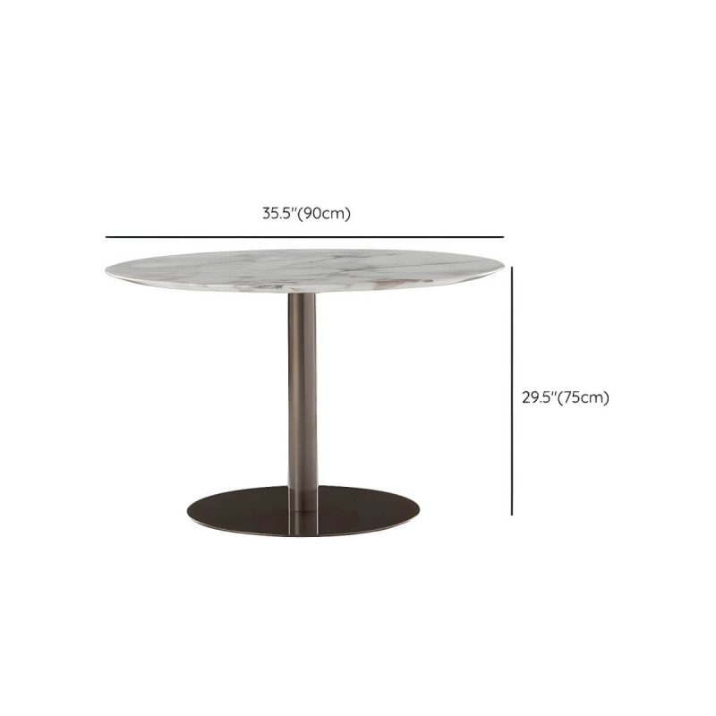 Dimension of Moderner geometrischer wasserdichter Hof Tisch Metallbasis Outdoor Tisch - Nur Tisch Rund Marmor 90 x 90 x 75 cm
