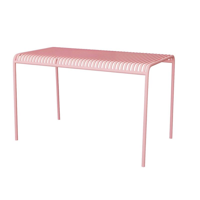 Eleganter Eiserner Terrassen-Esstisch im modernen Stil mit UV-beständigem und nicht faltbarem Design - Nur Tisch 120 x 70 x 75 cm Pink