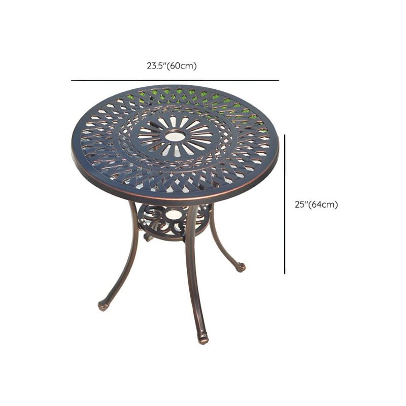 Dimension of Französischer Landhaus-Patio-Tisch im Freien Aluminiumrahmen Beistelltisch - Nur Tisch 24"L x 24"B x 25"H Weiß-Schwarz