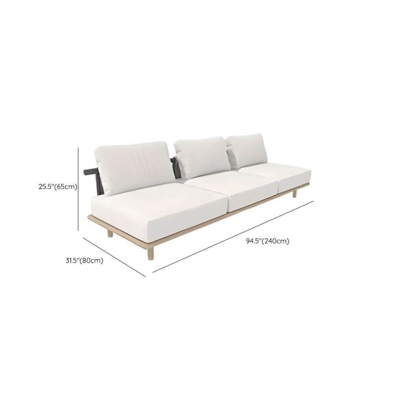Dimension of Wood Color Teak Sofa, Waterproof for 3 People with Pillow, Trendy Style and Cushion, 3-Seater Midposition Sofa