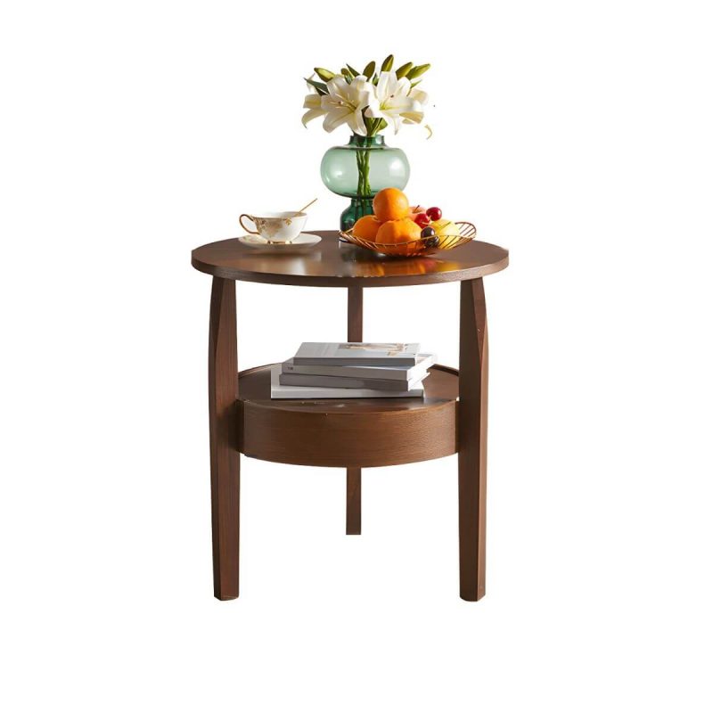 Massivholz-Beistelltisch im modernen Stil Runder Aufbewahrungstisch für die Terrasse - Nur Tisch 50 cm L x 50 cm B x 50 cm H Nussbraun