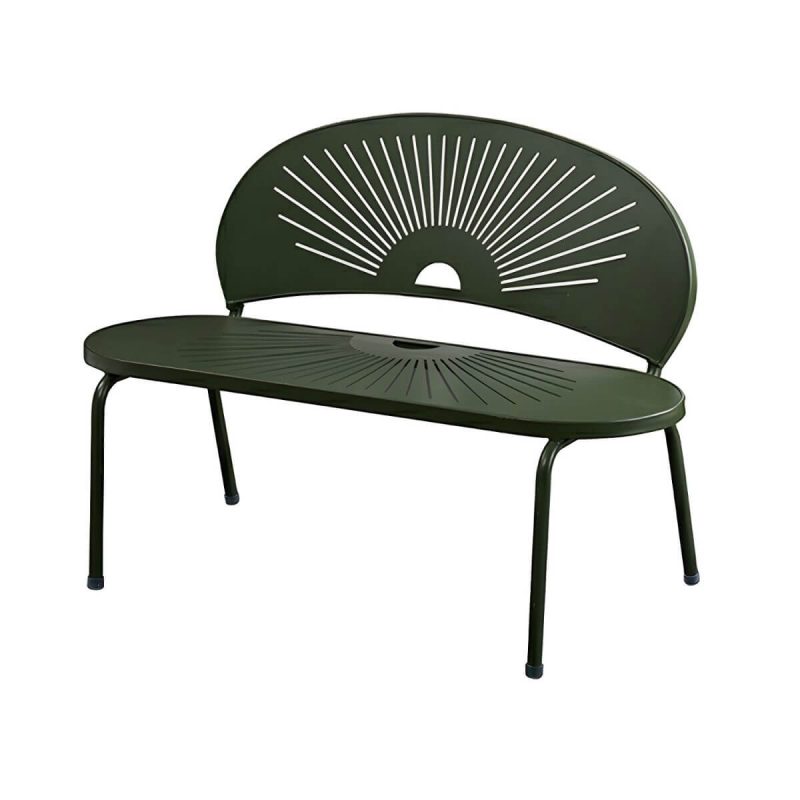 Wasserfeste Parkbank im skandinavischen Stil mit Aluminium-Sitzfläche und Rückenlehne - Grün 120 x 63 x 85 cm