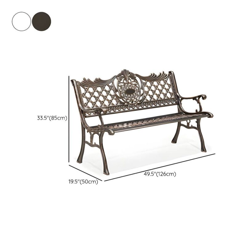 Dimension of Bohemian Metal Park Bench with Waterproof and Water Resistant Design, With Arms and Back - Bronze 50"L x 20"W x 33"H