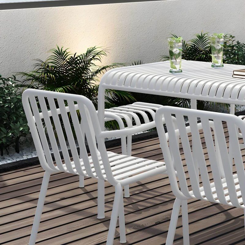Moderner geometrischer wasserfester Hofeisentisch Gartentisch - Nur Tisch 27.6"L x 27.6"B x 29.5"H Grün