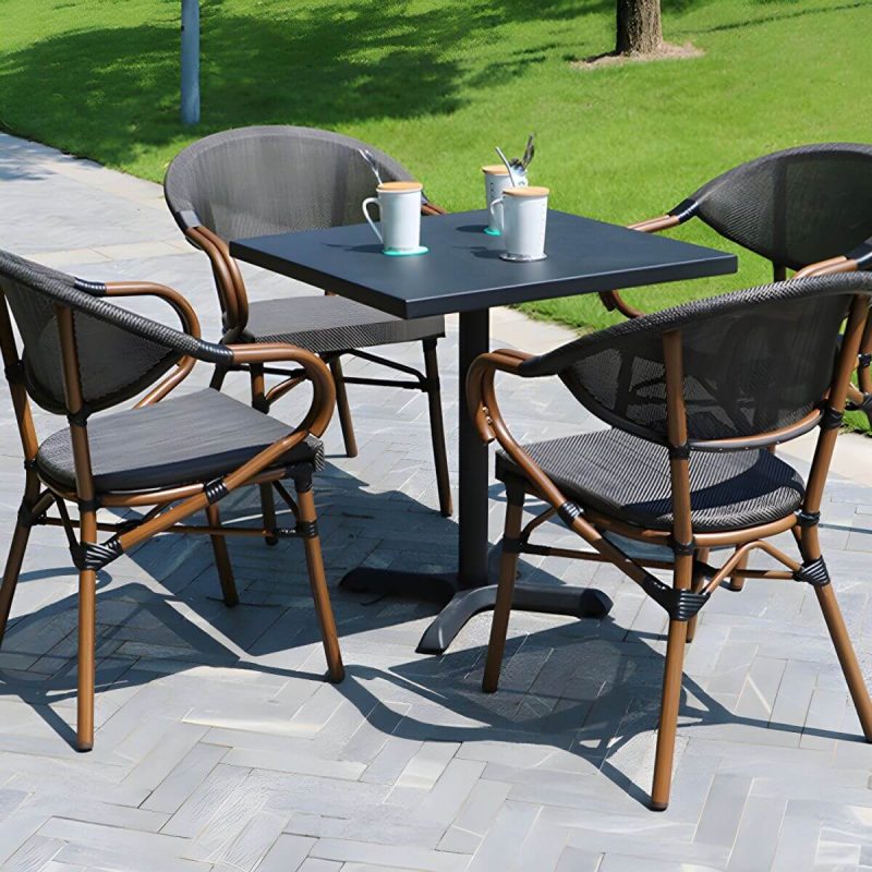 Moderner geometrischer wasserdichter Hof Tisch Metallbasis Outdoor Tisch - Nur Tisch Rund Weiß 70 x 70 x 70 cm