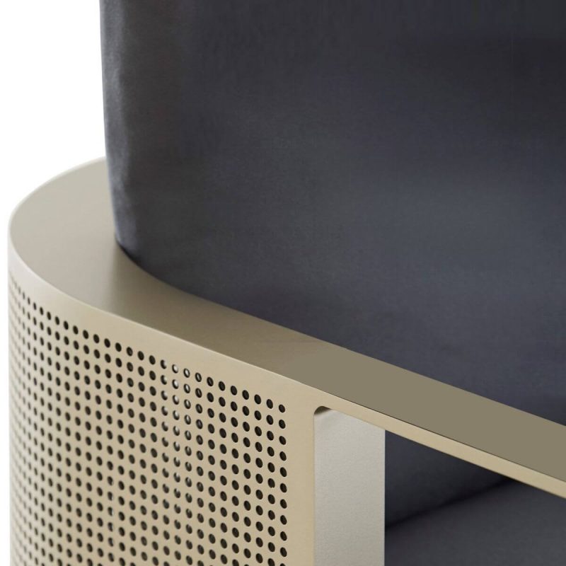 Zeitgenössisches graues Edelstahl-Loveseat mit Kissen für 2, UV-beständiges Sitzkissen, Loveseat