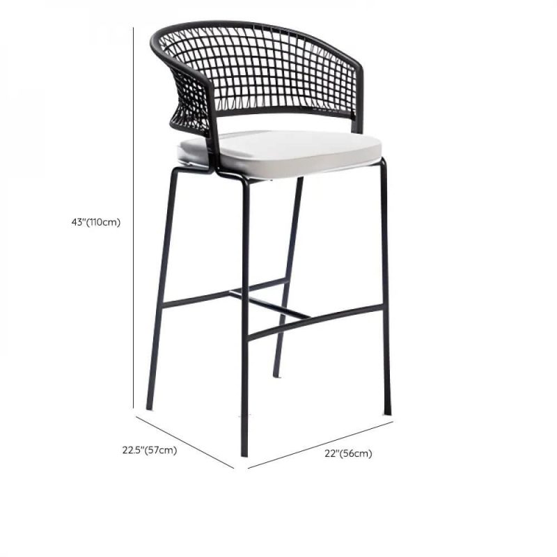 Dimension of Patio Arm Chair with Cushion, Damp-proof, Black Back, Aluminum, Trendy, 1 Chair, 22"L x 22"W x 43"H