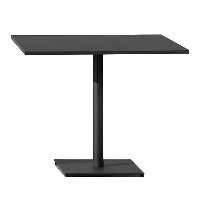 Moderner geometrischer wasserdichter Hof Tisch Metallbasis Outdoor Tisch - Nur Tisch Quadratisch Schwarz 80 x 80 x 73 cm