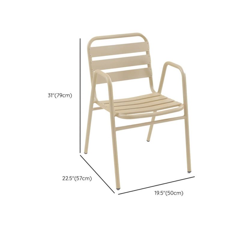 Dimension of Metal Outdoors Dining Chairs Modern Stacking Patio Dining Chair Water Repellent - Natural Finish 1 Piece