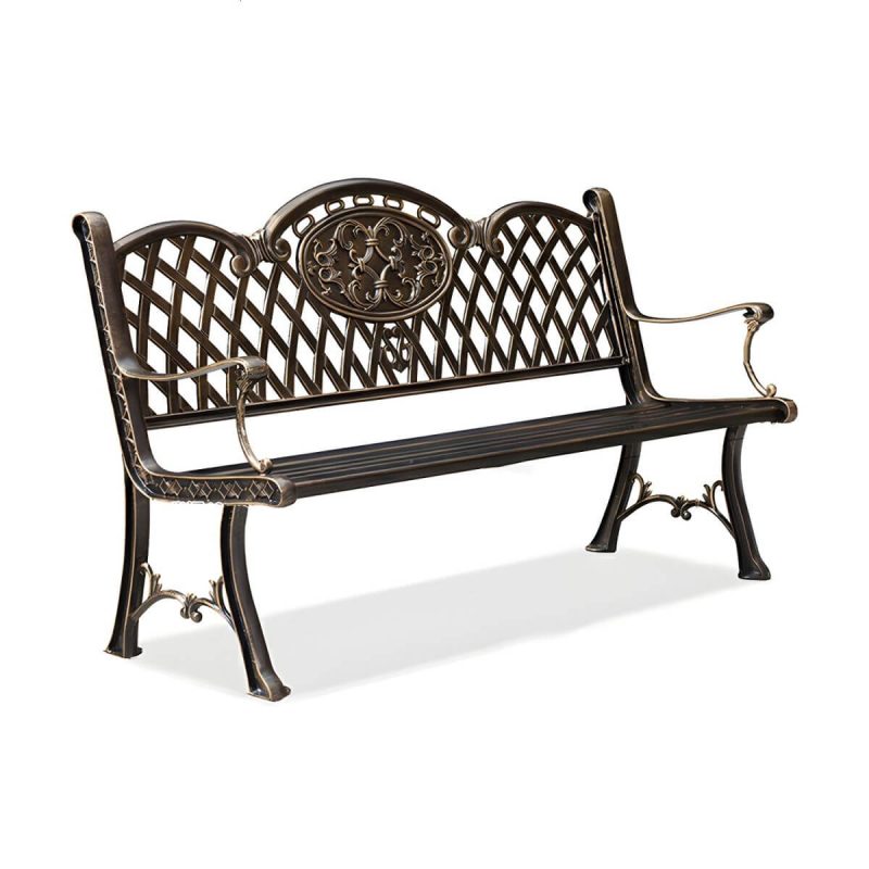 Bohemian Metal Park Bank mit wasserdichter und wasserabweisender Design, mit Armlehnen und Rückenlehne - Bronze 50"L x 20"B x 33"H