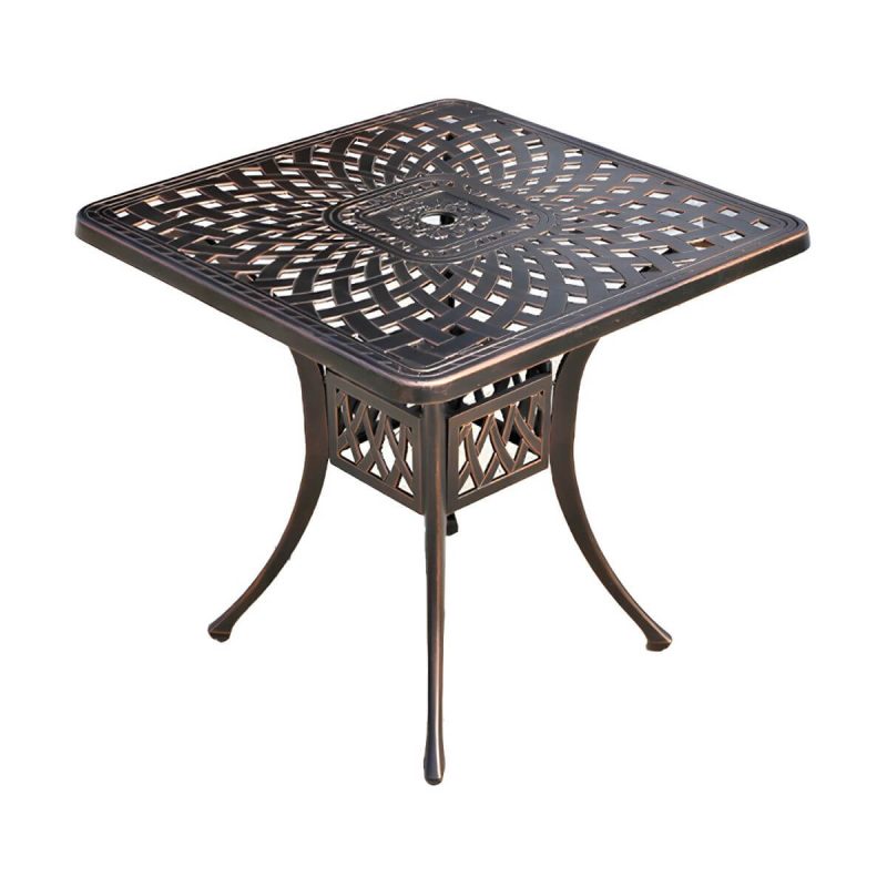 Französischer Landhaus-Patio-Tisch im Freien Aluminiumrahmen Beistelltisch - Nur Tisch 31"L x 31"B x 29"H Braun