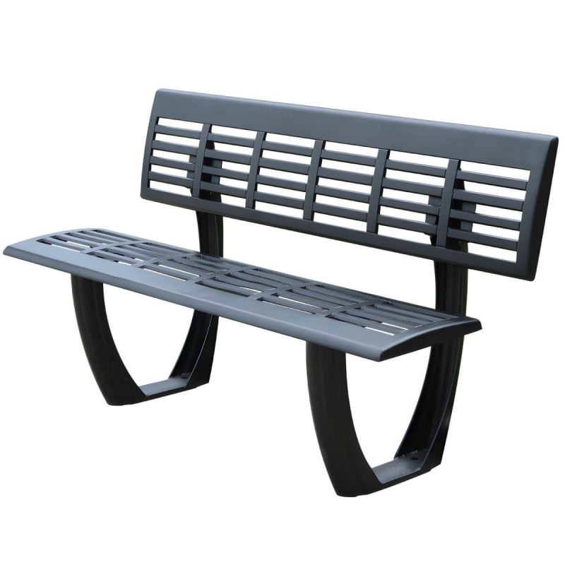 Industrieller Rücken Outdoor Bank Matte Parkbank 47,2"/59" in Aluminium - 47"L x 22"B x 34"H