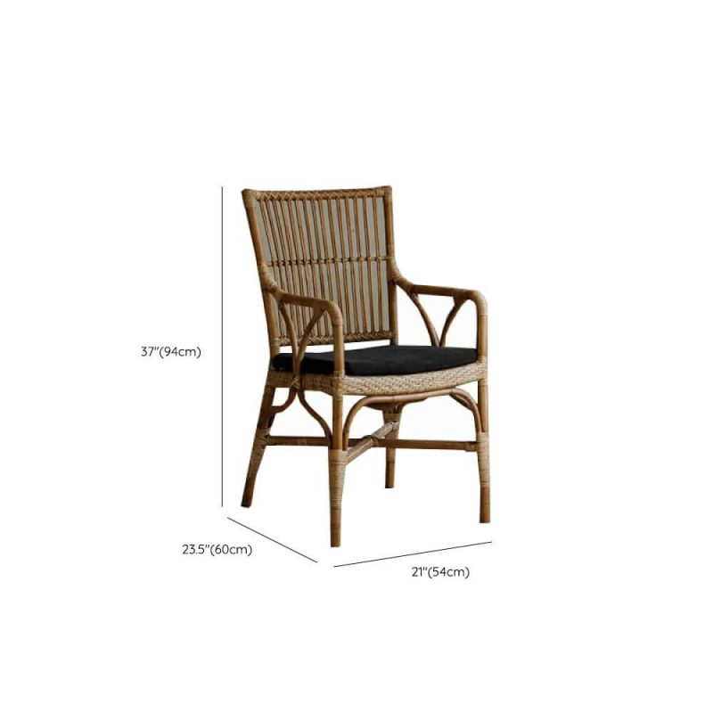 Dimension of Contemporary Patio Arm Chair with Ink Upholstery, Timber Frame, Single Chair with Cushion, Natural Finish, Upholstered Cushion, 21"L x 24"W x 37"H
