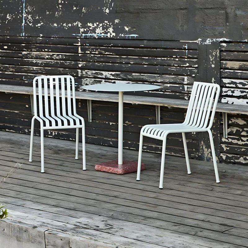 Weißer Metall-Patio-Tisch im zeitgenössischen Stil, wasserbeständig für den Außenbereich - Nur Tisch 120 cm L x 70 cm B x 75 cm H Rechteckig