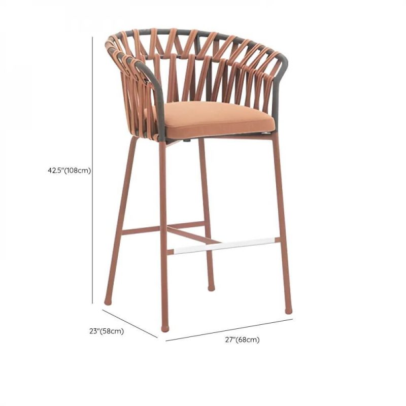 Dimension of Apricot Color Patio Arm Chair with Cushion, Damp-proof, Aluminum, Trendy, 1 Chair, 27"L x 23"W x 43"H