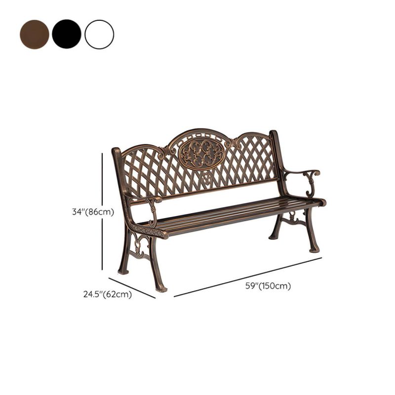 Dimension of Modern Style Metal Park Bench with Legs Water Resistant for Outdoor - White 59"L x 24"W x 34"H