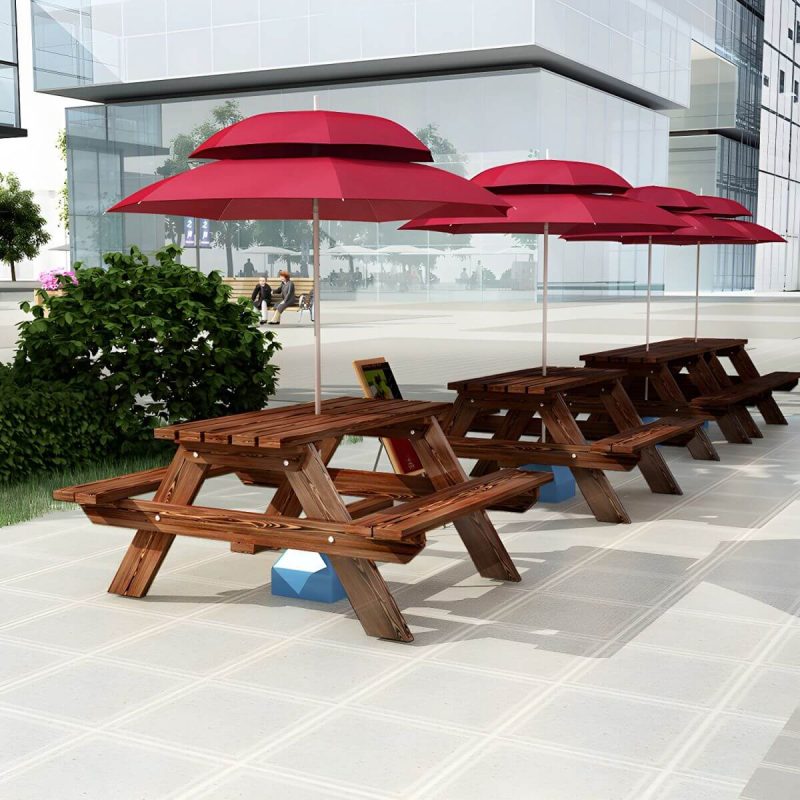 Farmhouse-Stil Patio Tisch Outdoor Rechteckiger Holztisch Campingtisch - Tisch mit Sonnenschirm 71"L x 22"B x 28"H Nur Tisch