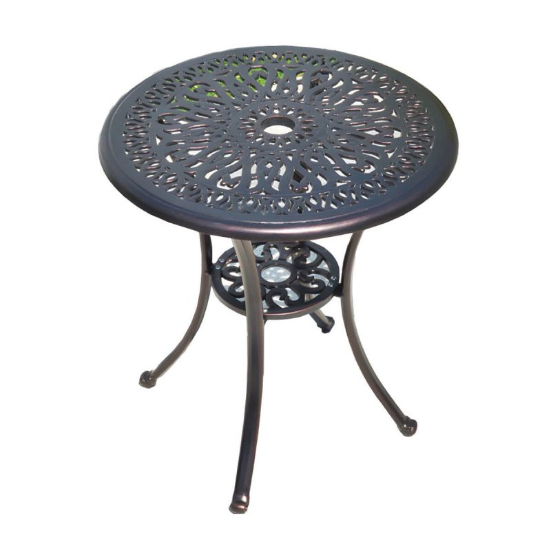 Französischer Landhaus-Patio-Tisch im Freien Aluminiumrahmen Beistelltisch - Nur Tisch 24"L x 24"B x 24"H Braun