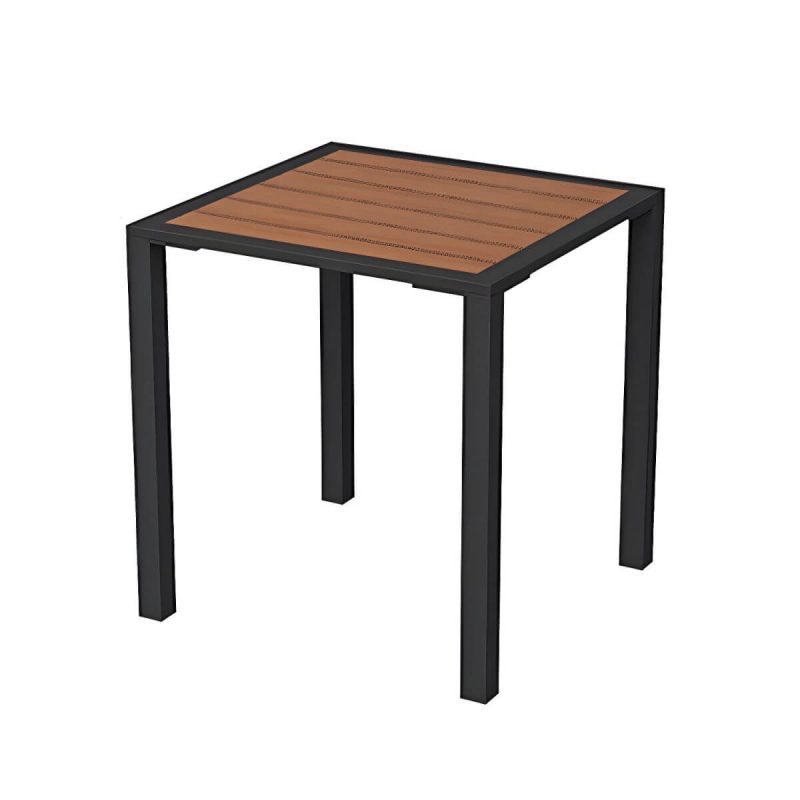 Zeitgenössischer Holz-Patio-Tisch wetterbeständig in rechteckiger/quadratischer Form - Braun 27,6"L x 27,6"B x 29,5"H Nur Tisch