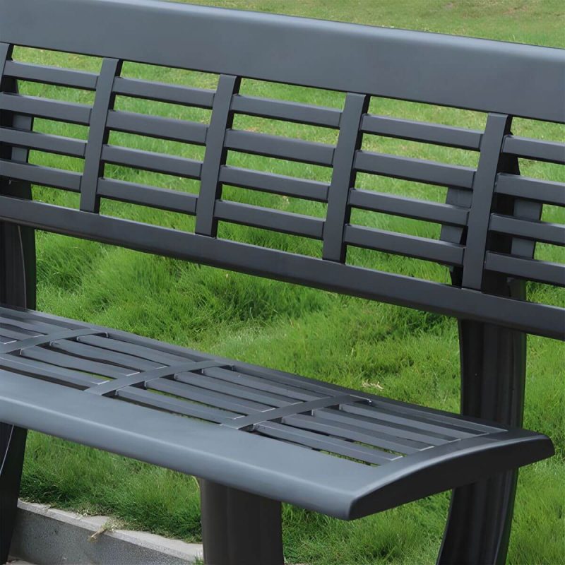 Industrieller Rücken Outdoor Bank Matte Parkbank 47,2"/59" in Aluminium - 59"L x 22"B x 34"H