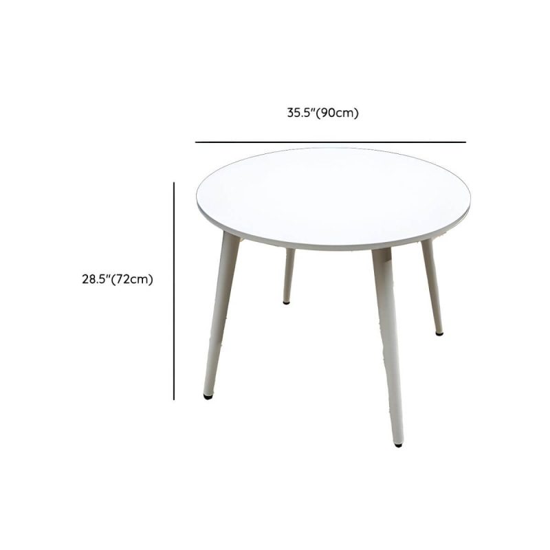 Dimension of Metal Patio Table Contemporary Style Water Resistant in White - 35.4"L x 35.4"W x 28.3"H Round