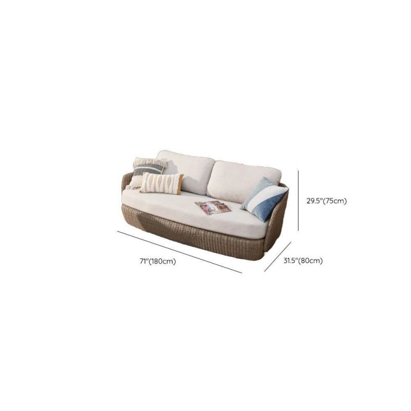 Dimension of Plastic Contemporary Sofa, UV Resistant Caramel Frame for 3 People with Pillow and Cushion, 3-Seater Sofa