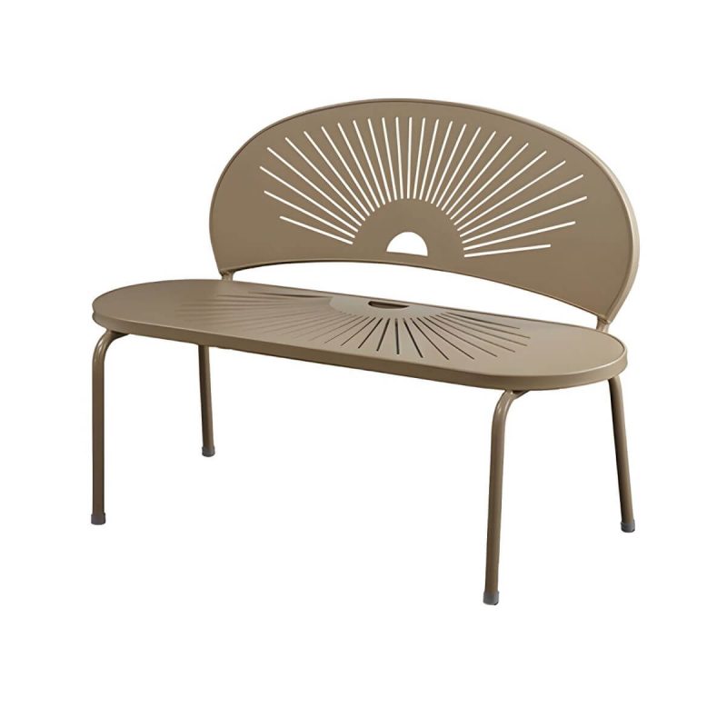 Wasserfeste Parkbank im skandinavischen Stil mit Aluminium-Sitzfläche und Rückenlehne - Khaki 120 x 63 x 85 cm
