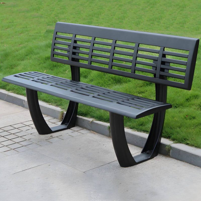 Industrieller Rücken Outdoor Bank Matte Parkbank 47,2"/59" in Aluminium - 47"L x 22"B x 34"H