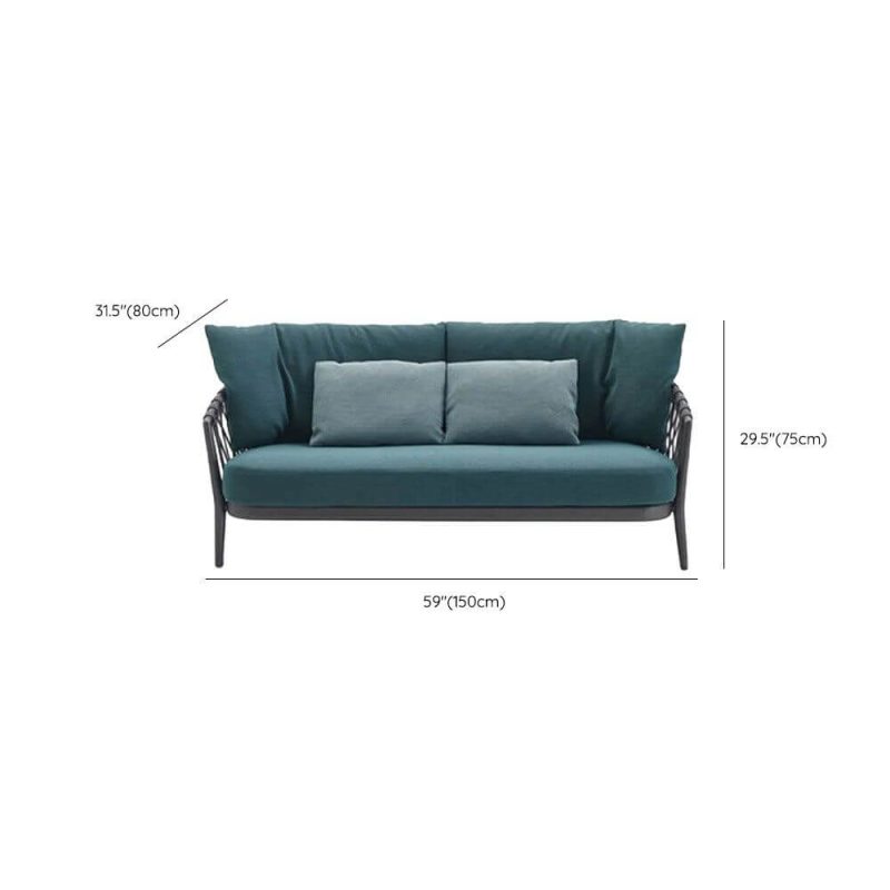 Dimension of Waterproof Gray Loveseat for 2 with Pillow, Alloy Frame, Trendy Style and Cushion, 2-Seater Sofa