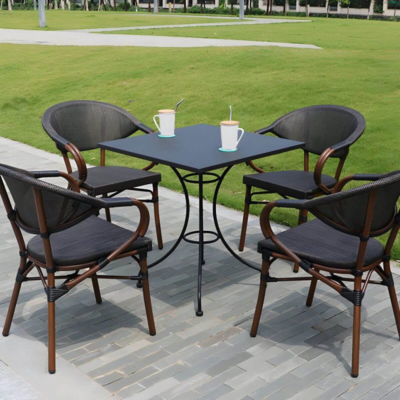 Moderner geometrischer wasserdichter Hof Tisch Metallbasis Outdoor Tisch - Nur Tisch Rund Weiß 70 x 70 x 70 cm
