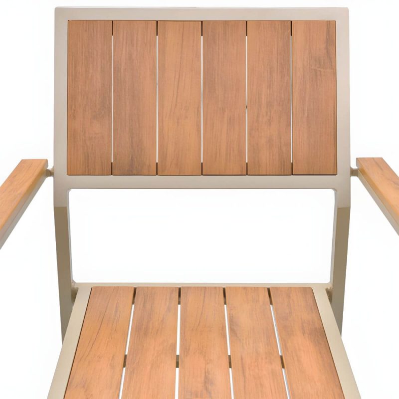 Metallische Outdoor-Esszimmerstühle Moderne stapelbare Patio-Esszimmerstühle wasserabweisend - Natürliche Finish 1 Stück