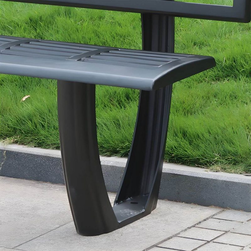 Industrieller Rücken Outdoor Bank Matte Parkbank 47,2"/59" in Aluminium - 47"L x 22"B x 34"H