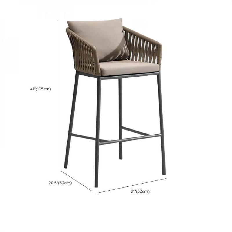Dimension of Khaki Patio Arm Chair with Cushion, Damp-proof, Aluminum, Trendy, 1 Chair, 21"L x 20"W x 41"H