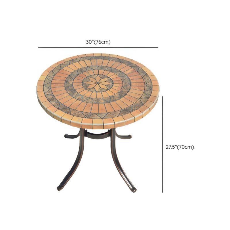 Dimension of Französischer Landhaus-Patio-Tisch im Freien Aluminiumrahmen Beistelltisch - Nur Tisch 30"L x 30"B x 28"H Braun