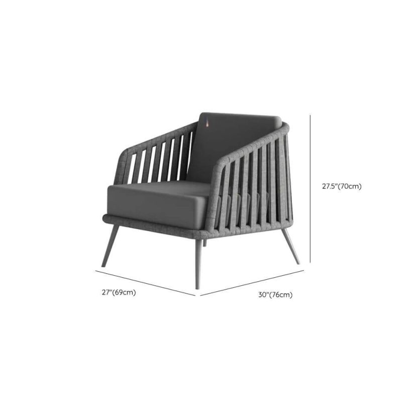 Dimension of Contemporary Alloy Sofa, Waterproof with Light Gray Frame for 1, Cushion, 1 Piece, Single Accent Chair