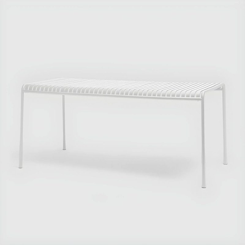 Weißer Metall-Patio-Tisch im zeitgenössischen Stil, wasserbeständig für den Außenbereich - Nur Tisch 160 cm L x 80 cm B x 75 cm H Rechteckig