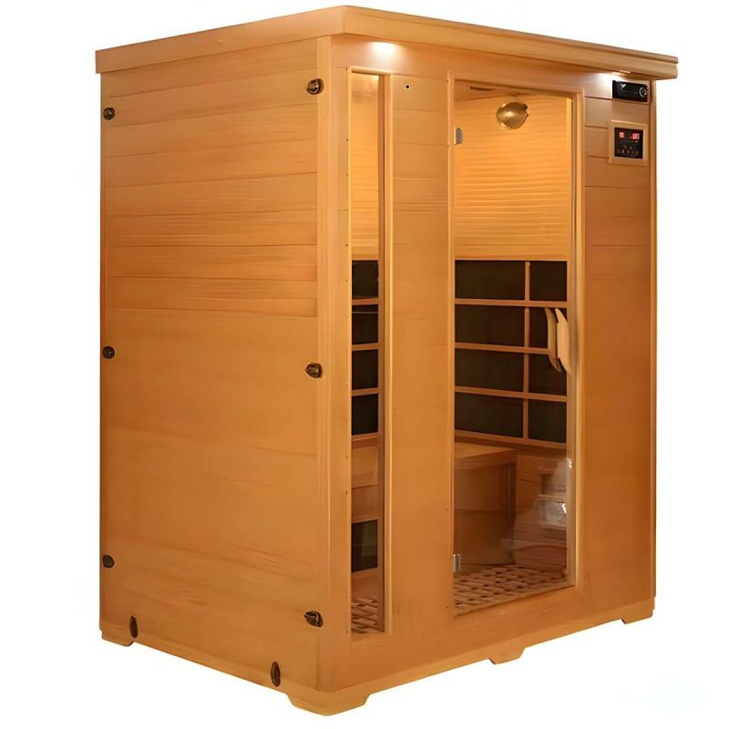 Stilvolle Hemlock FAR Infrarot-Sauna LED-Beleuchtung, Bluetooth, 110V-120V Spannung - 59"L x 47"B x 75"H