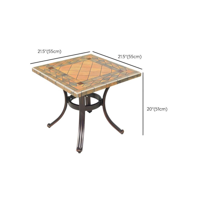 Dimension of Französischer Landhaus-Patio-Tisch im Freien Aluminiumrahmen Beistelltisch - Nur Tisch 22"L x 22"B x 20"H Orange