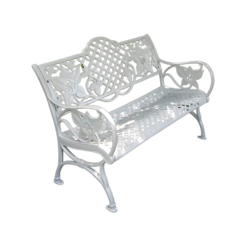 Bohemian Metall Parkbank mit wasserdichtem Design und geschwungenen Armlehnen - Kupfer 59"L x 26"B x 35"H