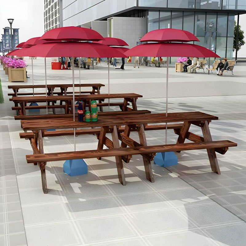 Farmhouse-Stil Patio Tisch Outdoor Rechteckiger Holztisch Campingtisch - Tisch 47"L x 22"B x 27.5"H Nur Tisch