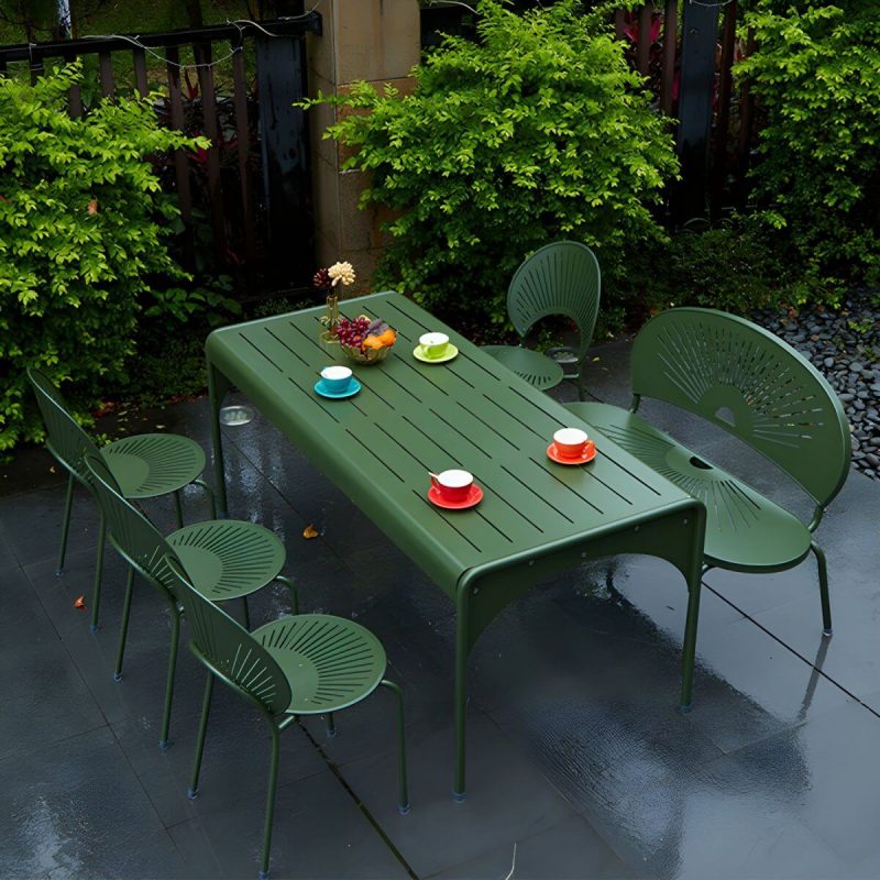 Wasserfeste Parkbank im skandinavischen Stil mit Aluminium-Sitzfläche und Rückenlehne - Weiß 120 x 55 x 82 cm