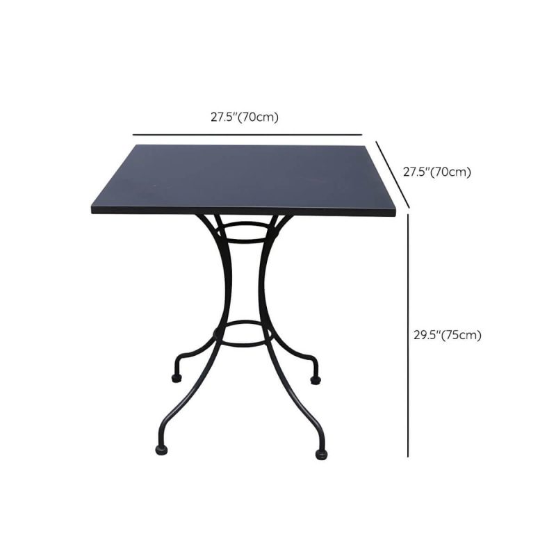 Dimension of Moderner geometrischer wasserdichter Hof Tisch Metallbasis Outdoor Tisch - Nur Tisch Quadratisch Schwarz 70 x 70 x 75 cm