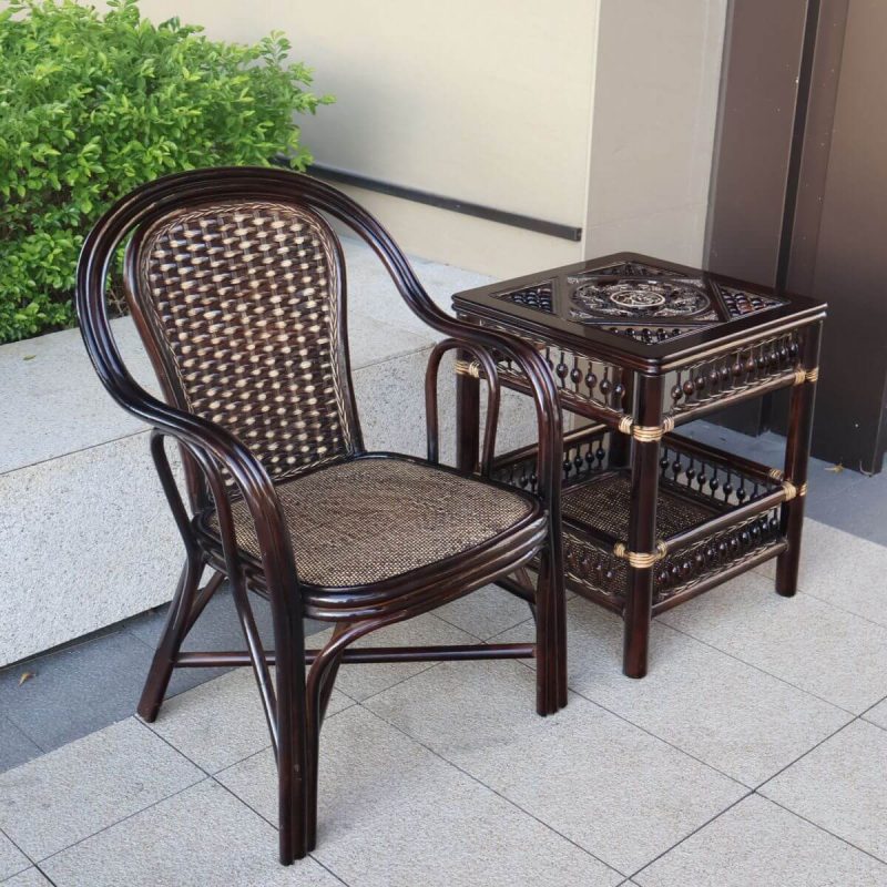 Modish Rattan Patio Arm Chair in Coffee, 1 Stuhl, Rot