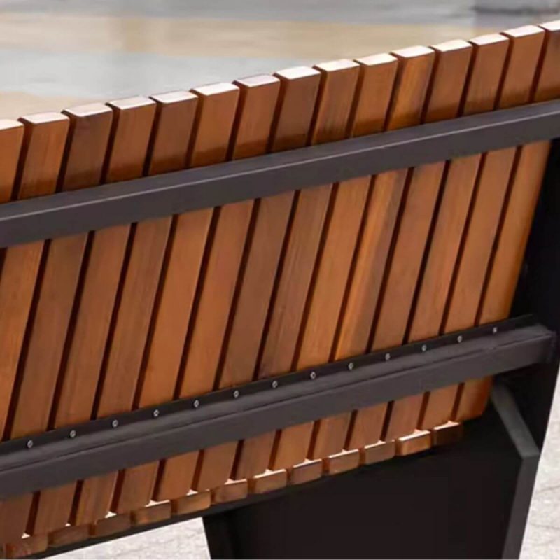 Parkbank im modischen Stil mit Rückenlehne, Kakao-Farbe und Ingenieurholz, Gelb-Braun