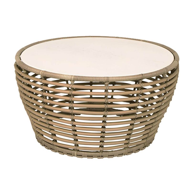 Moderner Glastisch Rundform in Schwarz/Braun - Nur Tisch 20"L x 20"B x 16"H Gold