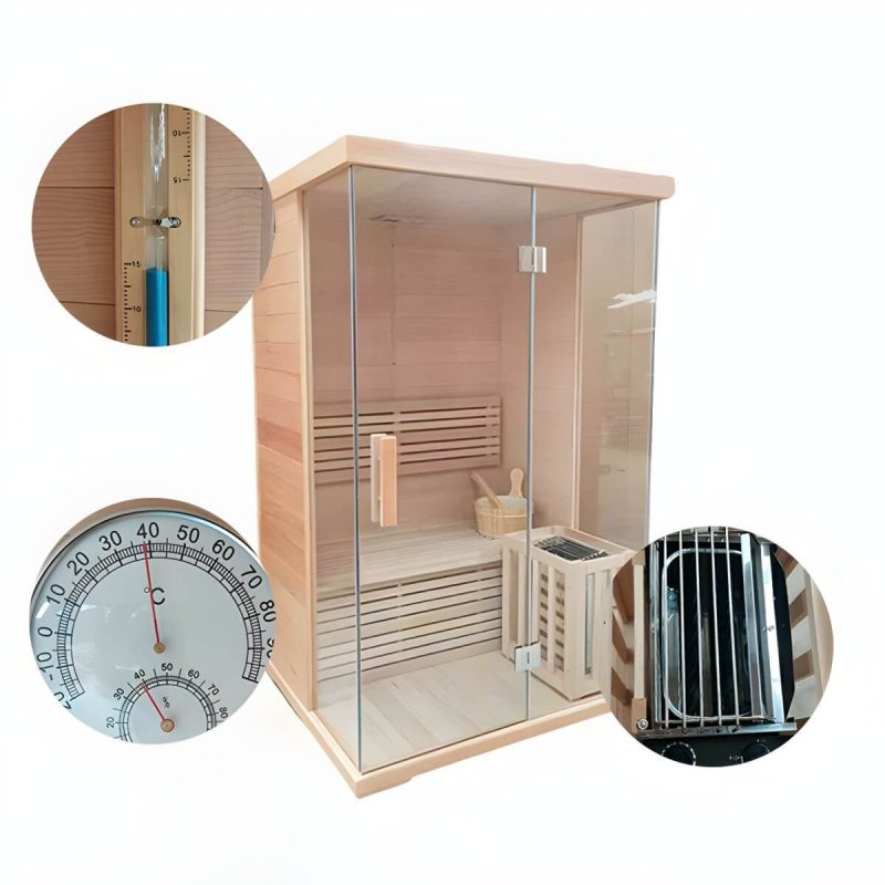 1-Personen Hemlock FAR Infrarotsauna mit LED-Beleuchtung, Bluetooth und Timer - 47"L x 39"B x 75"H