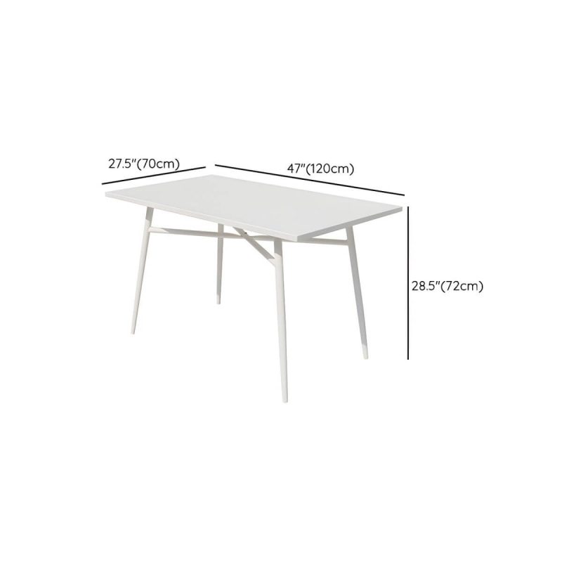 Dimension of Contemporary Dining Table White Outdoor Table with Metal Base - White Rectangular 47"L x 28"W x 28"H Table Only