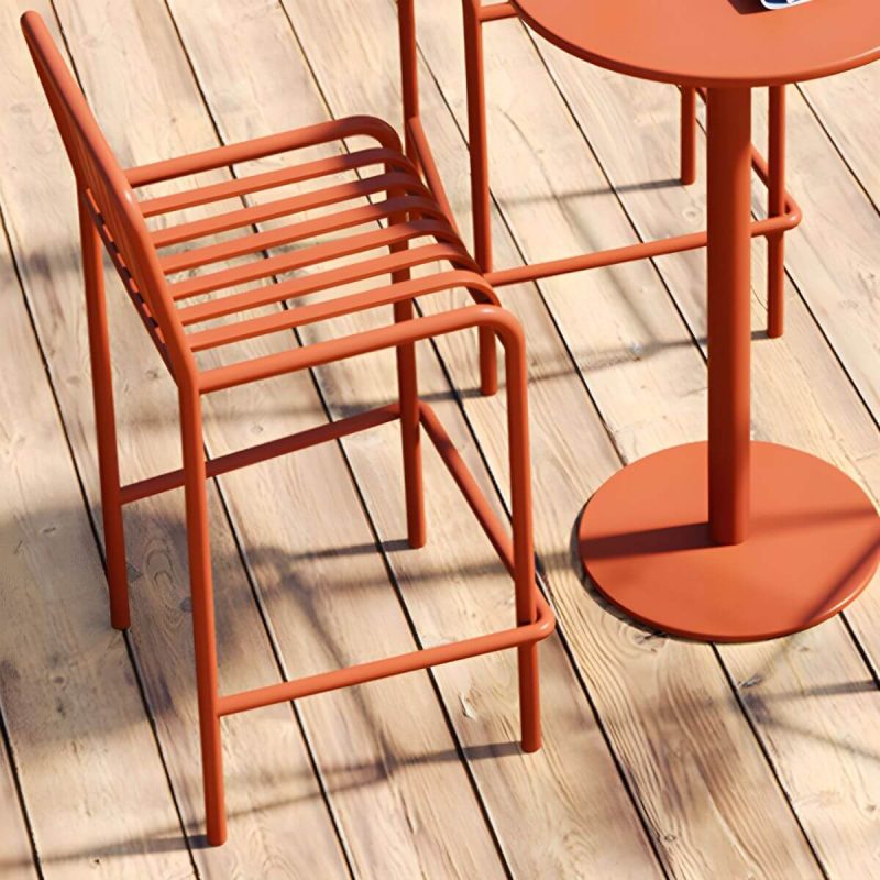 Metallischer runder Patiotisch für 2 Personen ohne Vintage-Optik Industrie-Bartisch - Nur Tisch Rot