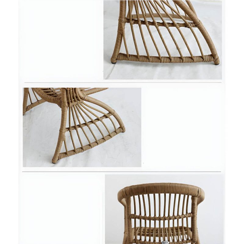 Stapelbare Metall-Patio-Armlehnenstuhl im modernen Stil, brauner Rahmen, Rattan-Rücken - 6-teiliges Set