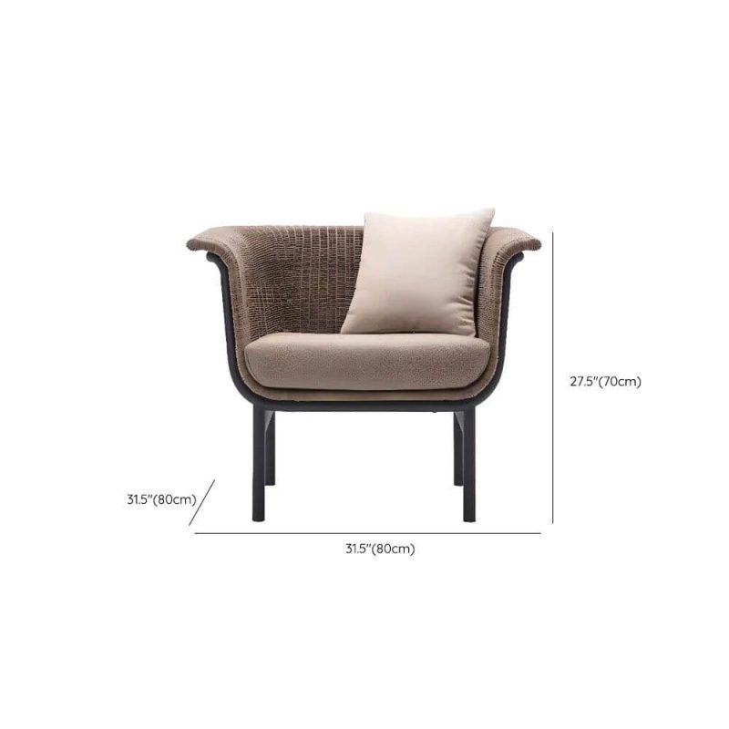 Dimension of Contemporary Caramel Alloy Sofa for 1 Person UV Resistant with Pillow and Cushion, 1-Seater Sofa